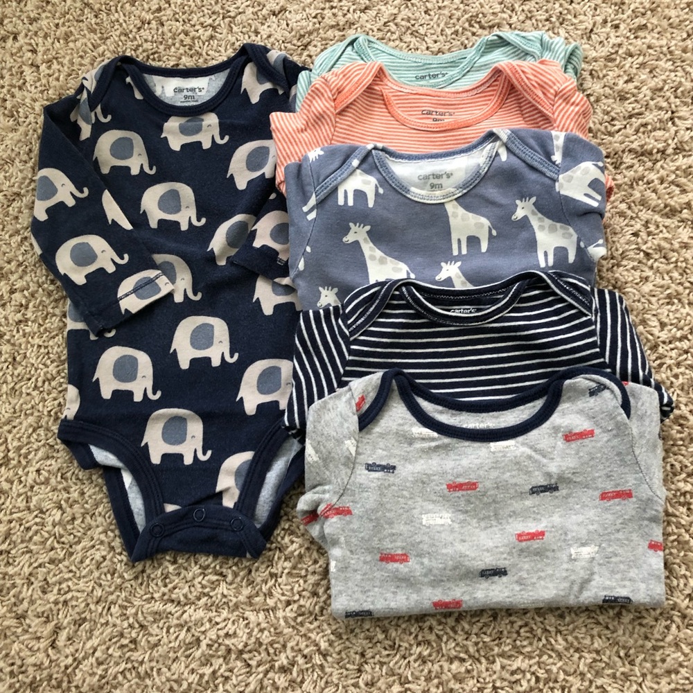 Baby Boy Carters Long Sleeve Onesies size 9 month